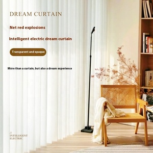 Smart Electric Dream Hotel Apartment Curtains <strong>Wide</strong> Slats Transparent Vertical <strong>Blinds</strong> Built-In Plain Polyester Material Room - Product Image 4