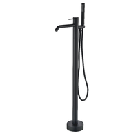 Robinet de baignoire de luxe chromé or, standard hôtelier 5 étoiles, en laiton massif, avec douchette céramique effet pluie, à poser au sol - Vente chaude
