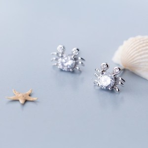 925 Sterling <strong>Silver</strong> Small Cute Animal <strong>Crab</strong> Shape Earings Rose Gold Plated Cubic Zirconia Stud Earrings Fashion <strong>Jewelry</strong> for Women - Product Image 3