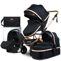 Babyfond Luxe Opvouwbare Kinderwagen 3 In 1 Kinderwagen Met Mummie Zak En Cradle Voor Kind Rit Op Auto Reizen systeem Kinderwagen