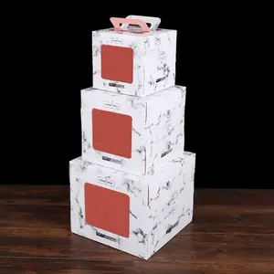 box 6inch Suppliers-INS popular good quality marble paper 6inch handle cake box with window
