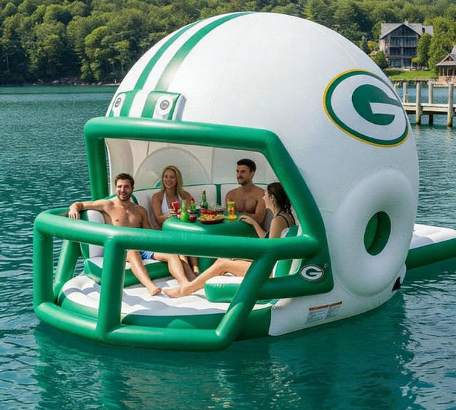 Inflatable Football Helmet Lake Floats, Giant PVC Novelty Pool Float for Lake Parties