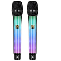 Microphone Karaoké Portable Sans Fil 2.4G GAM-RGB100 avec Lumières LED RGB et Réduction de Bruit pour KTV à Domicile, Fêtes et Streaming en Direct Mobile