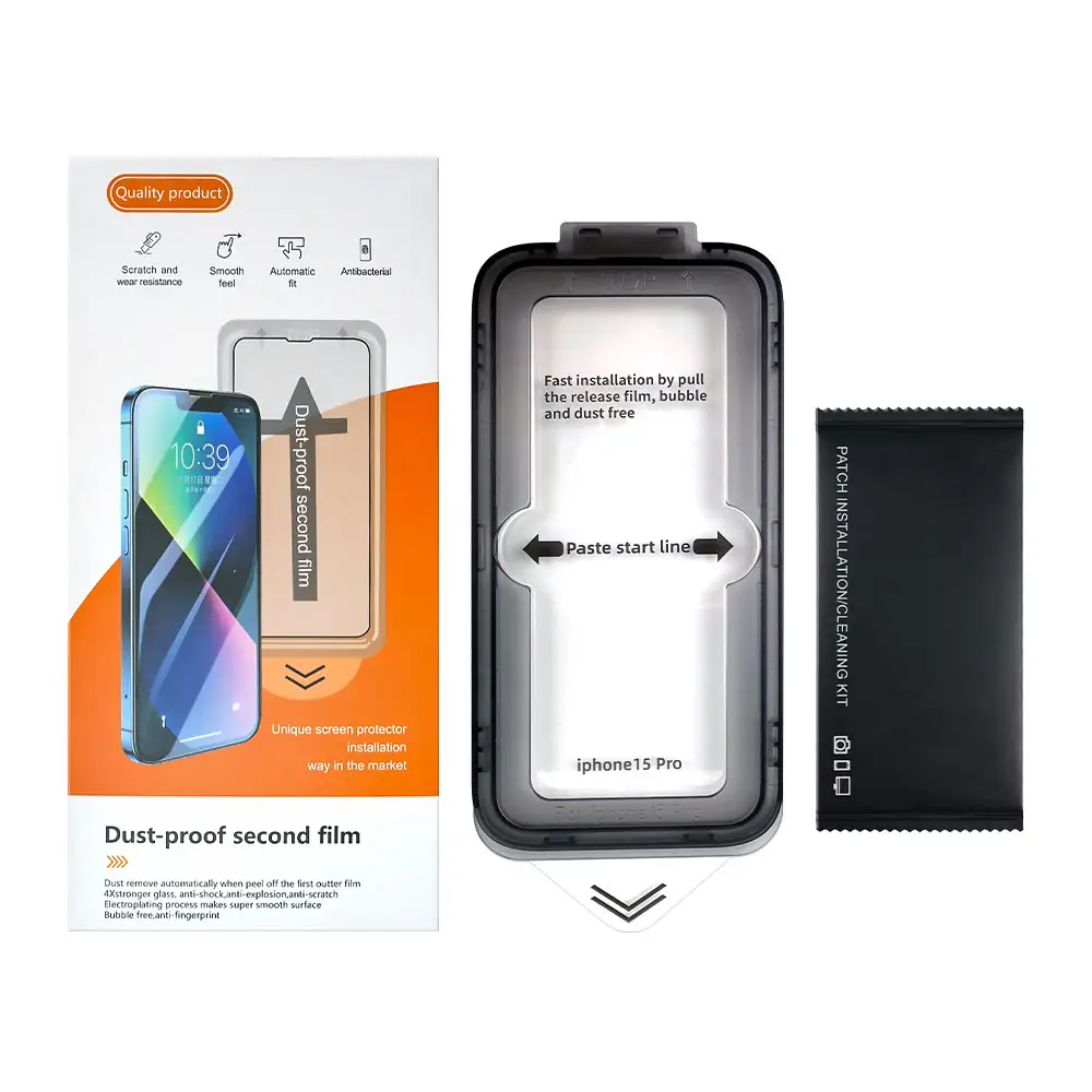 Đầy Đủ Bìa Tempered Glass Bảo Vệ Màn Hình Cài Đặt Kit Đối Với iPhone 13 14 15 Pro Max Tempered Glass Bảo Vệ Màn Hình Riêng Tư