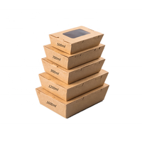 Boîtes à lunch écologiques jetables en papier kraft recyclable avec fenêtre transparente, revêtement UV et pelliculage mat, qualité alimentaire pour nouilles, gelée et aliments pour bébés