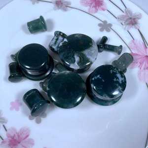 بالجملة أفضل جودة جميلة حجر طبيعي طحلب عقيق شمعة مضيئة واحدة مع أخدود الجسم المجوهرات سدادات الأذن سدادات الأذن ثقب - Product Image 6