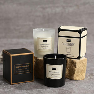 Venta al por mayor de velas personalizadas superventas de lujo esmerilado blanco negro tarro con caja Etiqueta Privada cera de <span class=keywords><strong>soja</strong></span> vela perfumada regalo - Product Image 1