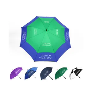 Paraguas de golf de tela Pongee y protección UV con ventilación grande a prueba de viento Paraguas de gran tamaño con dosel doble para lluvia y sol