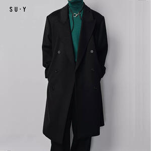 Stile Vintage lana si fonde sopra bottone tinta unita Casual Trench <span class=keywords><strong>uomo</strong></span> <span class=keywords><strong>Cashmere</strong></span> <span class=keywords><strong>cappotto</strong></span> lungo con tasche - Product Image 6