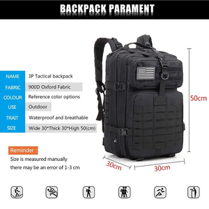 <span class=keywords><strong>50L</strong></span> chiến thuật Ba lô cho nam giới GPS thời trang du lịch ngoài trời trekking EDC Molle gói không thấm nước tấn công Túi săn bắn 3P tính năng - Product Image 4