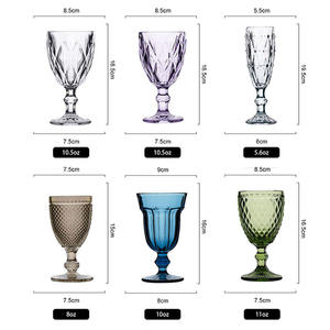 Ensemble <span class=keywords><strong>de</strong></span> verres à vin vintage <span class=keywords><strong>de</strong></span> couleur unie, gobelet à motif diamant, flûte à champagne pour mariage et fête - Product Image 2