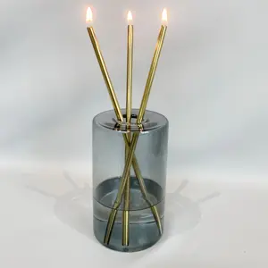 Wholesale Smokeless Scented Oil Glass Candle Metal Stick Steel Everlasting Candles Sticks