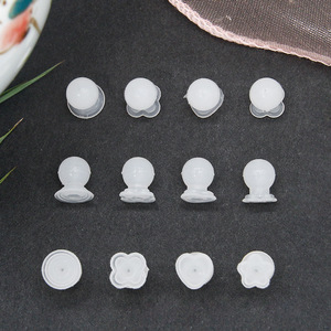 Milky White Stone Shaped Soft <b>Rubber</b> <b>Earring</b> <b>Backs</b> Round Four Petal Heart Star Plastic Resin Jewelry Findings - Product Image 1