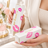 Boîte d'emballage cosmétique personnalisée avec estampage à chaud, boîte en papier recyclable pour rouge à lèvres et gloss, logo imprimé