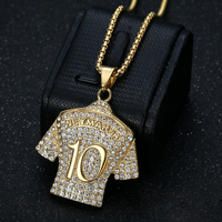 Kalung Hip Hop 316L Stainless Steel Pria, Liontin Jersey Bintang Sepak Bola Neymar No.10, Anti Air, Grosir