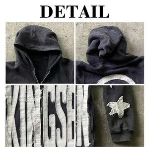 Sweat à capuche d'hiver pour homme avec logo frontal personnalisé, effet délavé, en molleton épais 100 % coton, imperméable et écologique - Product Image 6