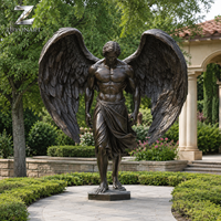 Grande statue d'ange en bronze avec ailes, sculpture masculine grandeur nature personnalisée pour jardin extérieur, villa, église, cimetière, décoration commémorative