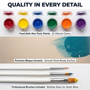 Kit de peinture céramique DIY, cadeau d'<span class=keywords><strong>anniversaire</strong></span> <span class=keywords><strong>pour</strong></span> enfants et adultes, peignez votre propre ensemble de poterie, fournisseur OEM personnalisé, étiquette privée - Product Image 4