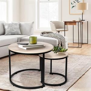 <span class=keywords><strong>Table</strong></span> basse en bois moderne, meuble de salon rond en bois massif - Product Image 6