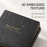 Kotak Perhiasan Kertas Motif Bunga Hitam Cetak Logo Relief 3D Custom, Kotak Hadiah Mewah Berpenutup Ganda, Kotak Anting Kalung, Kotak Berpenutup dan Alas