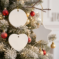 Ornements en céramique à sublimation avec trou de suspension pour la création de décorations personnalisées de Noël, de cadeaux de fête et de loisirs créatifs