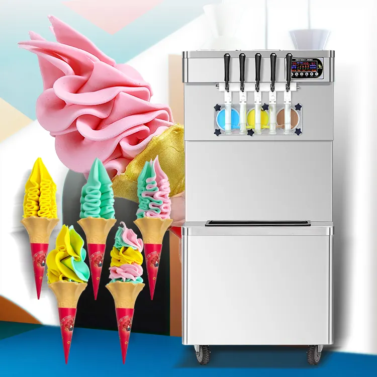 送料無料サウジアラビア税通関DDPフロア5フレーバーヨーグルトアイスクリームマシンソフトクリームマシン
