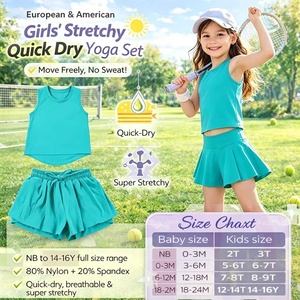 Conjunto Deportivo para Niñas DH ODM Deep Teal, Top Deportivo sin Costuras, Pantalones Cortos Dolphin, Dos Piezas, Ropa Deportiva Flexible para Niños - Product Image 3