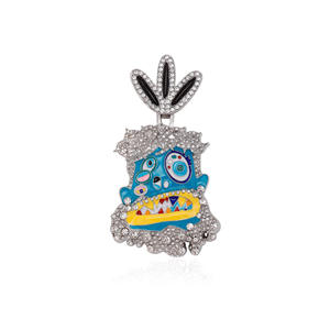 Collier avec pendentif en forme de monstre utopique de dessin animé hip-hop de personnalité euro-américaine XILIANGFEIZI, couleur huile, effet de gouttelettes, pour hommes - Product Image 5