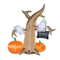 Arbre Citrouille Gonflable Géant Effrayant avec Fantômes et Yeux LED, et Jack-o'-lanterns, Conçu pour l'Affichage Extérieur d'Halloween