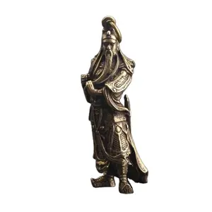 Copper Guan Gong Small Statue Ornaments Home Decoration Accesories Chinese God of Wealth Feng Shui Figurines Key Chains Pendants