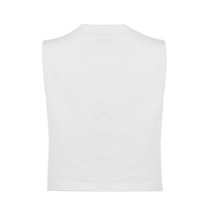 Débardeur court en coton tricoté écologique pour femme, sans manches, couleur unie, coupe décontractée ample avec petit logo - Product Image 6