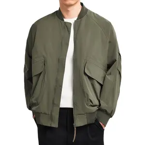 FUNCHENG OEM ODM Customized Jacket Autumn Stand Collar Multiple Pockets Windbreaker Jacket Bomber Jacket For Men