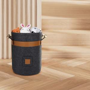 Meilleure vente de panier de rangement en feutre de forme ronde de haute qualité avec boîtes de rangement et bacs en cuir PU de qualité supérieure - Product Image 3
