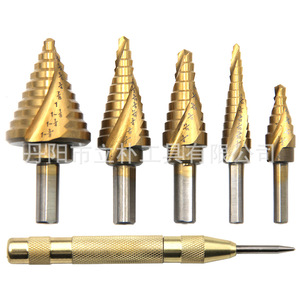 High-Speed Steel <b>Step</b> <b>Drill</b> Set 1/4-3/8 3/16-7/8 1/4-3/4 1/8-1/2 3/16-1/2 Titanium Coated For Drilling Carbon Steel - Product Image 2