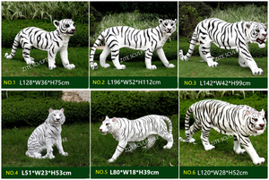 Escultura de Animal Decorativa, Estatua de Tigre Blanco de Fibra de Vidrio de Tamaño Real - Product Image 2