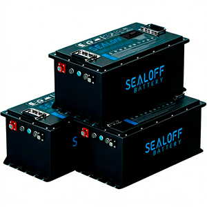 SEALOFF 智能 51.52V 高尔夫球车电池 150AH 7.68kWh LiFePO4 固态可充电电池组，带 BMS，4000 次循环寿命 - Product Image 1