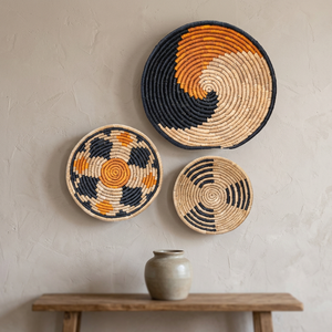 Ensemble de 9 paniers décoratifs muraux modernes en rotin naturel tressé à la main, assiettes de présentation et paniers à fruits en bambou pour la maison - Product Image 4
