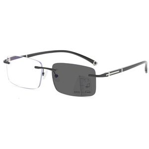 <span class=keywords><strong>Lunettes</strong></span> de lecture progressives multifocales pour hommes, anti-lumière bleue, à changement de couleur, monture carrée simple, verres noirs/bleus - Product Image 6