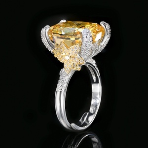 Dainty Jewelry Eco-friendly Copper Gold Plated Dazzling Brilliance 12*16mm Red Zircon Iced Out High Carbon Zircon Ring Women - Product Image 3