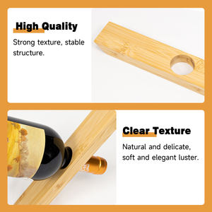 GL porta bottiglie di vino di bambù personalizzato all'ingrosso porta oggetti da cucina da tavolo da appoggio per bottiglia di vino singolo supporto per Rack - Product Image 6