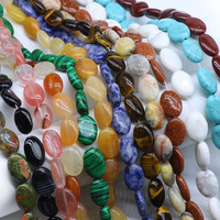 Kristal Agate Batu Semi Mulia 10*14mm Oval Bentuk Telur Model Pengasah Pemoles 864 Manik-manik Lepas DIY Gelang Kalung Perhiasan