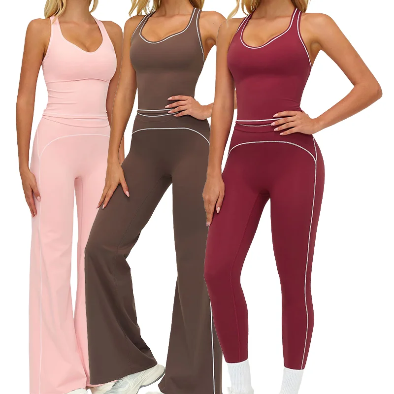 2 Piece Solid Sports wear Set with Front Logo-Sleeveless Crop Top & High Waist Shorts/Leggings for Fitness Yoga