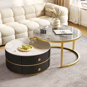 Tavolini da caffè di lusso da <span class=keywords><strong>salotto</strong></span> rotondo tavoli da <span class=keywords><strong>salotto</strong></span> in marmo <span class=keywords><strong>nero</strong></span> moderni tavolini da caffè in marmo di lusso - Product Image 4