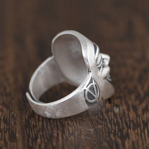 100% S925 Sterling Silber <span class=keywords><strong>Vintage</strong></span> Matt Cluster-Ring Verstellbar Punk Hipster-Stil für Beide Geschlechter für Verlobung - Product Image 3