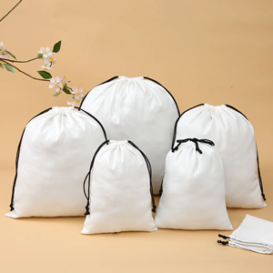 Eco-friendly Custom Logo Cotton Gift Storage Bag Reusable Organic Cotton Linen Muslin <b>Drawstring</b> <b>Pouch</b> <b>Drawstring</b> Storage Bag - Product Image 6