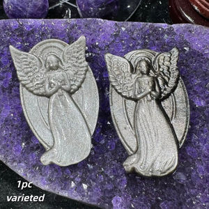 Vente en gros d'obsidienne argentée naturelle sculptée à la main en forme d'ange, cristal de quartz – Décoration idéale pour la maison et cadeau sincère pour les êtres chers - Product Image 2