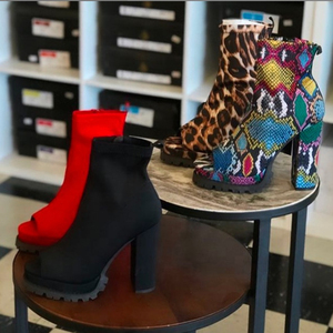 WETKISS Kích Thước Lớn US15/46 Thời Trang Phụ Nữ Tùy Chỉnh Mùa Thu Giày Cao Nền Tảng Khởi Động Sexy <span class=keywords><strong>Peep</strong></span> <span class=keywords><strong>Toe</strong></span> Boots Leopard Mắt Cá Chân Khởi Động Bán Buôn - Product Image 6