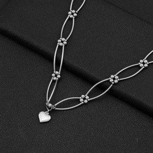 New Personalized Simple Silver Plated Love Heart Shaped Pendant Necklace <b>Titanium</b> Steel Women's Necklaces Fashionable Jewelry - Product Image 3