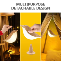 Lampe de nuit en bois avec touche créative, 3 couleurs, luminosité variable, lampe de lecture pour table de chevet, décoration intérieure pour chambre à coucher