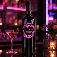 Autocollant LED haute luminosité pour bouteille de vin, personnalisé avec impression de marque de boisson, pour présentation en bar, en PET, par Longstargift